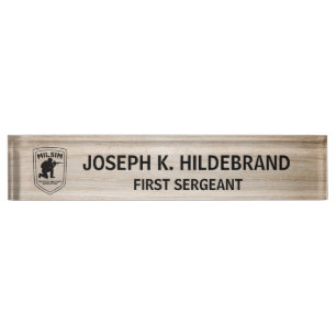 Porte-nom Logo personnalisé Militaire en bois