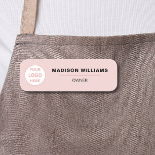 Porte-nom Logo personnalisé minimaliste rose pâle