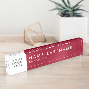Porte-nom Logo personnalisé minimaliste rouge Bourgogne