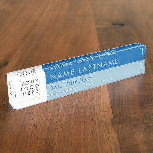 Porte-nom Logo personnalisé Moderne Duo Couleur Bleu Aqua