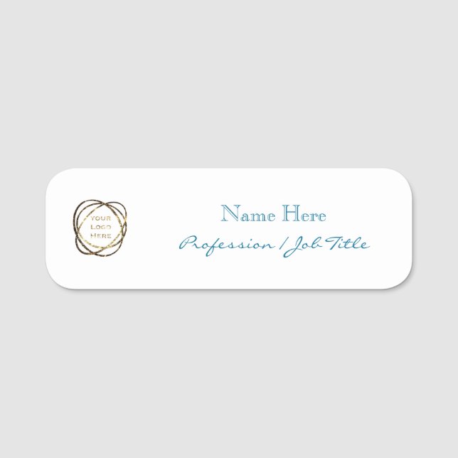 Porte-nom Logo Personnalisé Moderne Elégant Aqua Turquoise B (Devant)