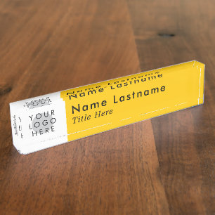 Porte-nom Logo Personnalisé Moderne Simple Jaune Tendance Mi