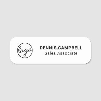 Porte-nom Logo personnalisé noir et blanc simple minimaliste