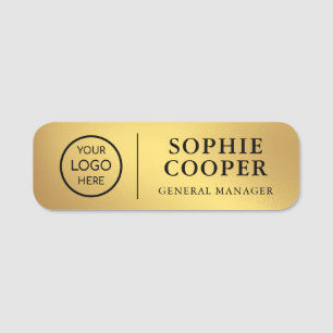 Porte-nom Logo personnalisé Nom de l'employé Faux Gold
