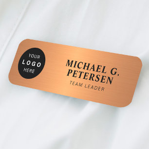 Porte-nom logo personnalisé nom de l'employé titre or magnét
