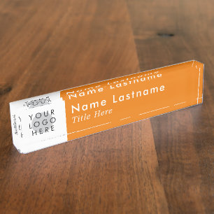 Porte-nom Logo Personnalisé Orange Moderne Simple Minimalist