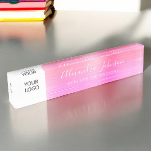 Porte-nom Logo Personnalisé Pastel Rose Lashes Eyelash Exten