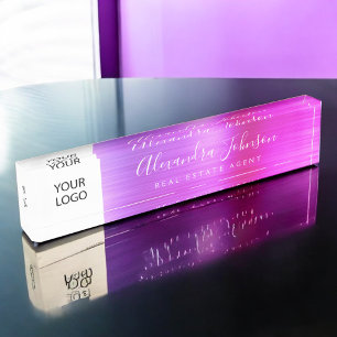 Porte-nom Logo Personnalisé Pink Purple Élégant Professionne