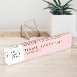 Porte-nom Logo Personnalisé Simple Blush Pink Pastel Light É