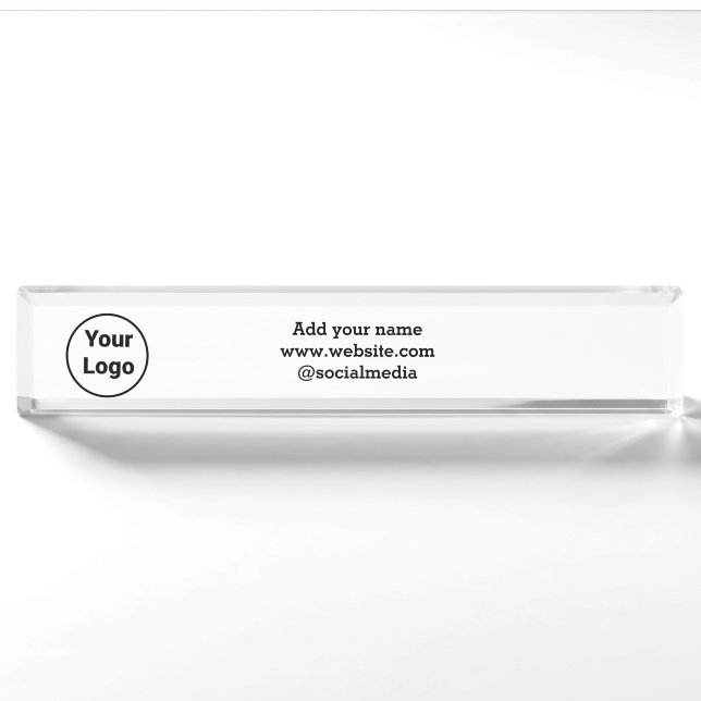 Porte-nom Logo personnalisé simple et élégant ici société  (Devant)