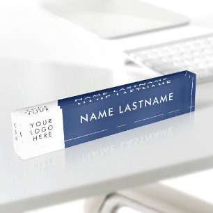 Porte-nom Logo personnalisé simple minimaliste bleu marine b