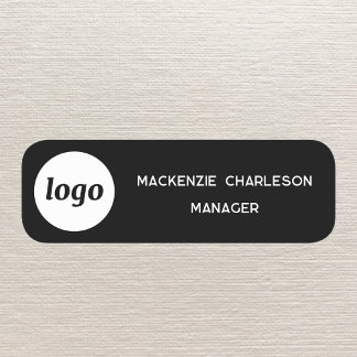 Porte-nom Logo Personnel employé noir magnétique ou épine