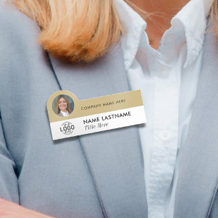 Porte-nom Logo Photo ID Modern Gold Professional Business
