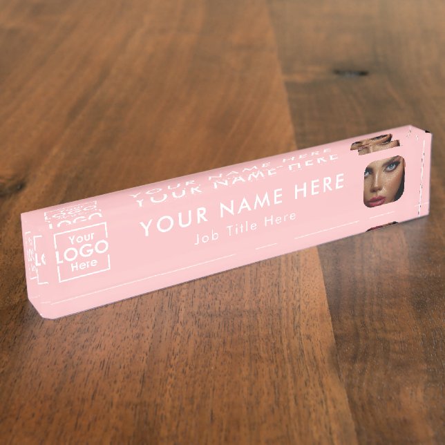 Porte-nom Logo & Photo Professionnel Pink (Taille)
