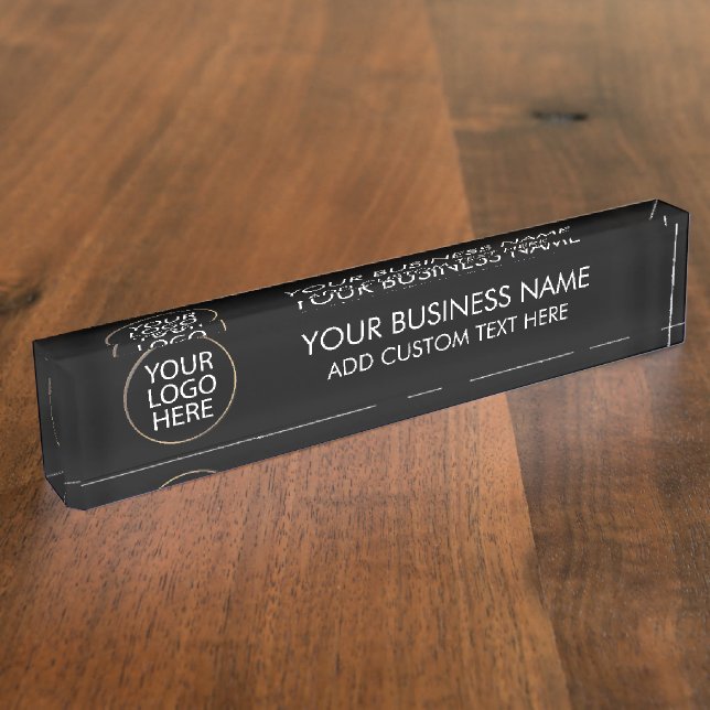 Porte-nom Logo professionnel et entreprise de texte noir (Taille)