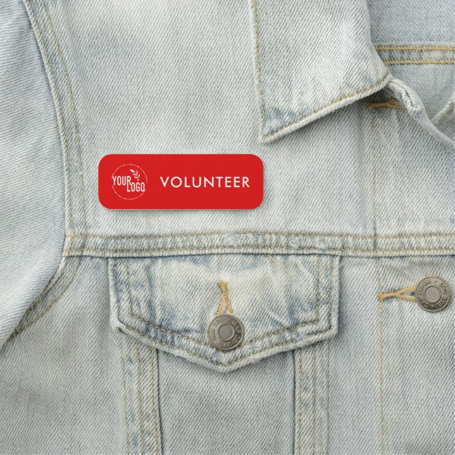 Porte-nom Logo professionnel Volontaire Rouge ou toute coule (En situation)