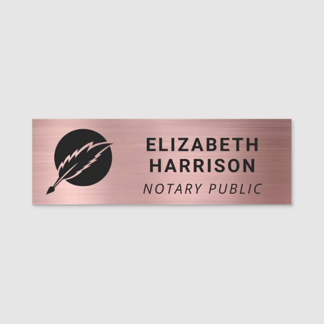 Porte-nom Logo public Notaire Rose Gold (Devant)