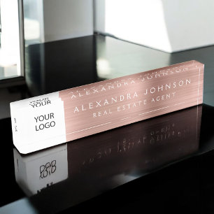 Porte-nom Logo Rose Gold Rose Professionnel