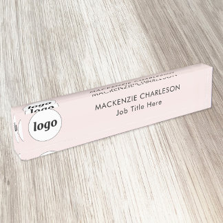 Porte-nom Logo simple avec le texte personnalisé Business Bl