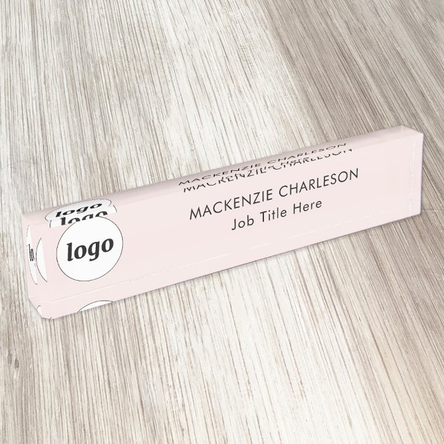 Porte-nom Logo simple avec le texte personnalisé Business Bl (Logo with text simple business branding professional name plate)