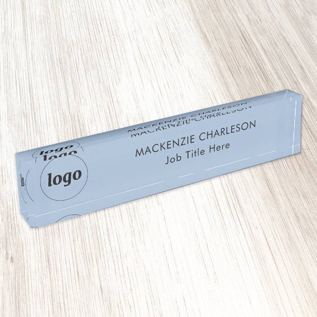 Porte-nom Logo simple avec texte personnalisé Business Powde (Logo with text simple business branding professional name plate)