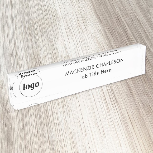 Porte-nom Logo simple avec texte personnalisé professionnel (Logo with text simple business branding professional name plate)