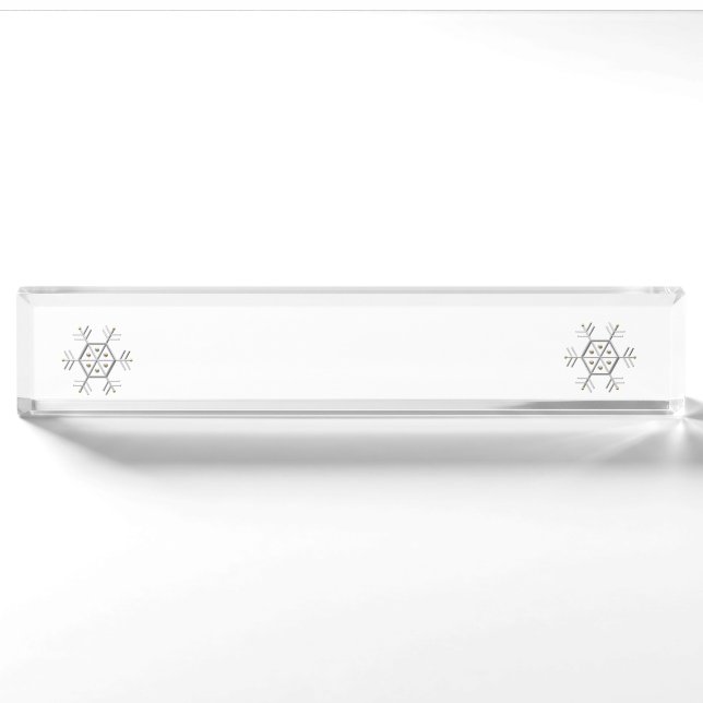 Porte-nom Look 3-D Silver et Gold Snowflake (Devant)