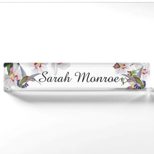 Porte-nom L'orchidée d'oiseaux de colibri fleurit floral