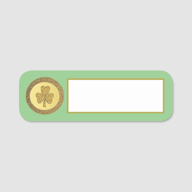 Porte-nom Lucky Irish Shamrock Gold Coin (Devant)