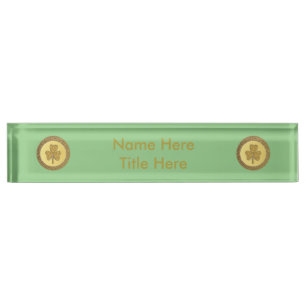 Porte-nom Lucky Irish Shamrock Gold Coin personnalisé
