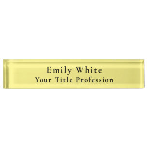Porte-nom Lumière Jaune Plaine Élégant Professionnel Moderne