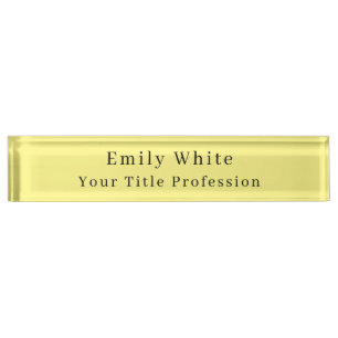 Porte-nom Lumière Jaune Plaine Élégant Professionnel Moderne