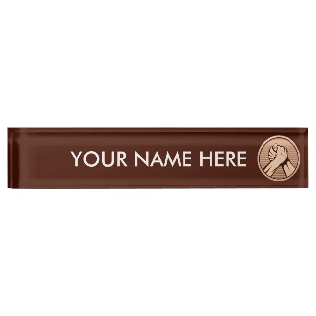 Porte-nom Lutte de bras Bronze (Devant)