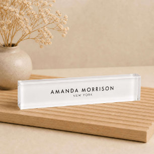 Porte-nom Luxe Minimaliste Blanc