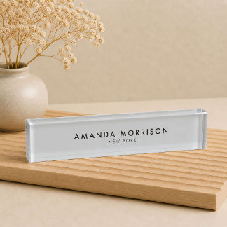 Porte-nom Luxe Minimaliste Gris