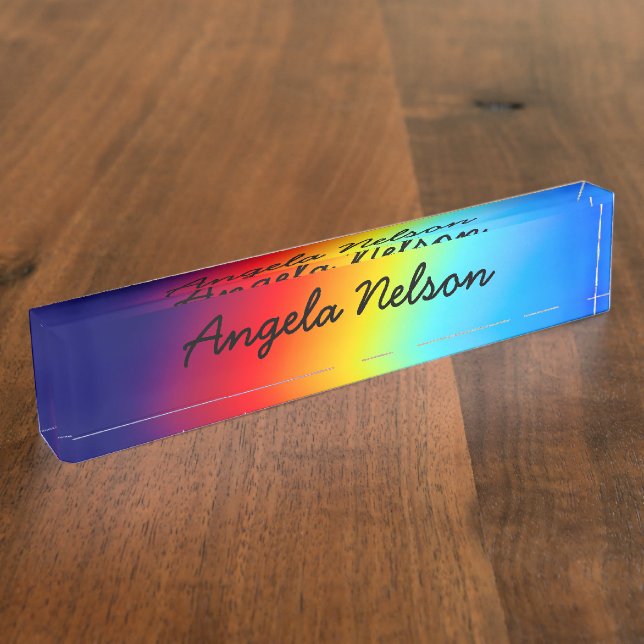 Porte-nom Macro Photo Holographic Rainbow Gradient Name (Taille)