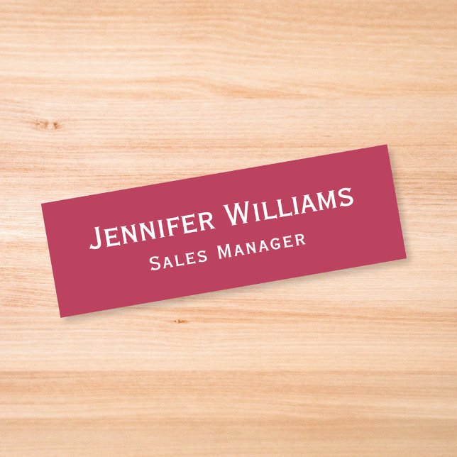 Porte-nom Magenta Red Professional Business Executive (Modern Magenta Red Professional Business Executive Name Tag)