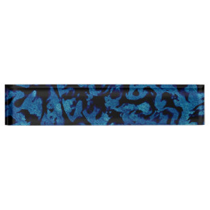 Porte-nom Magie Abstraite - Black Grunge Bleu de la Marine