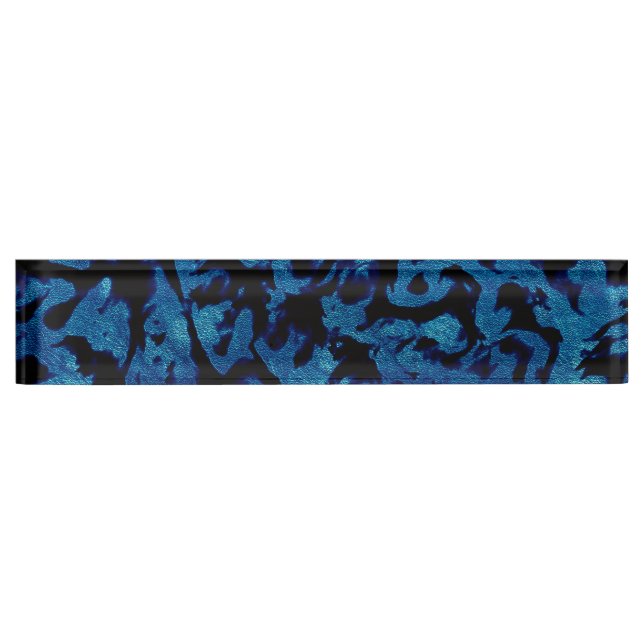 Porte-nom Magie Abstraite - Black Grunge Bleu de la Marine (Devant)