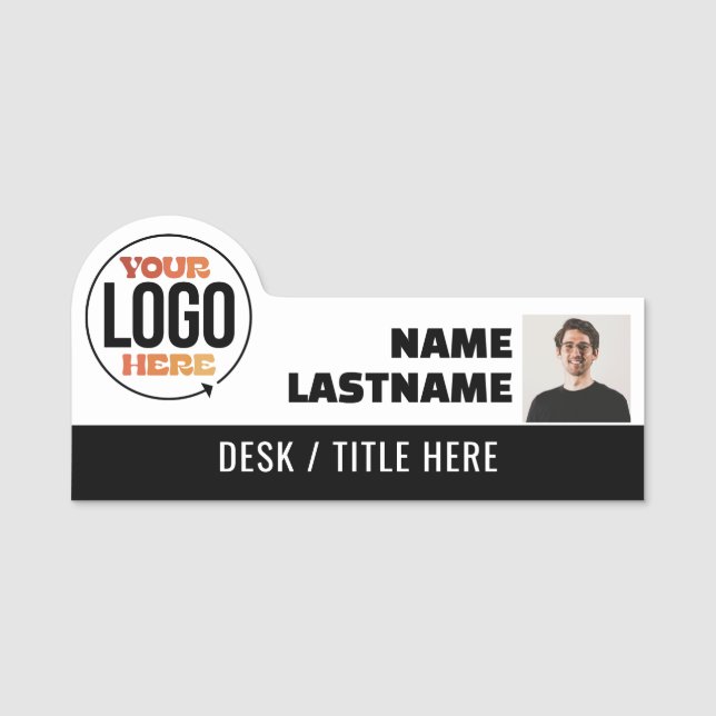 Porte-nom Magnetic Company Business Logo Employee Photo Name (Devant)