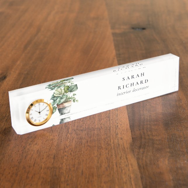 Porte-nom Maison à feuilles potées Plantes Aquarelle Botaniq (Taille)