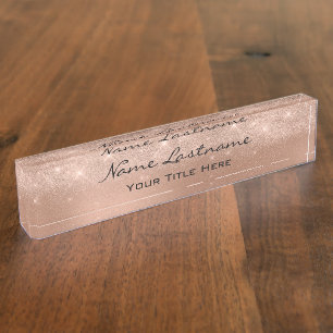 Porte-nom Maquillage Rose Estheticicie Beauty Studio Cuivre