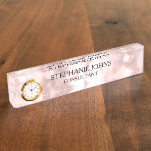 Porte-nom Marble Sparkling Rose Gold Bokeh Nom du Motif 2020