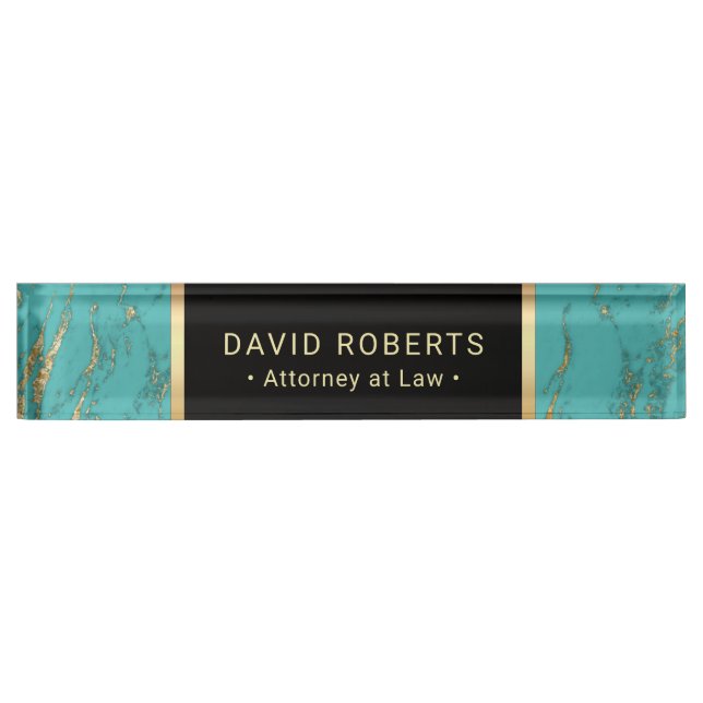 Porte-nom Marbre à la mode de turquoise d'avocat d'avocat (Devant)