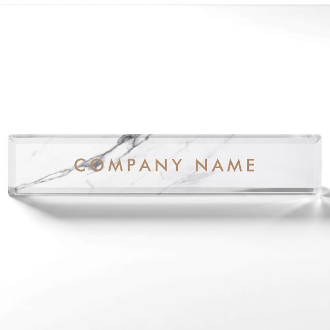 Porte-nom Marbre blanc Carrare Classic Entreprise personnali (Devant)