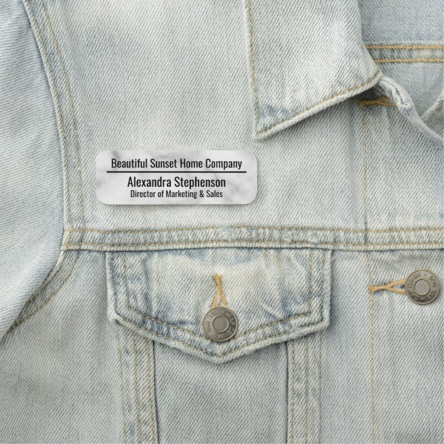 Porte-nom Marbre blanc classique Personnalisé (En situation)