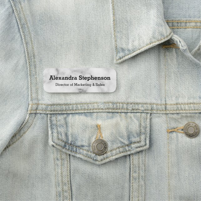 Porte-nom Marbre blanc classique  personnalisé (En situation)