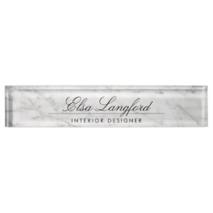 Porte-nom Marbre blanc moderne Luxe Designer Desk Nameplate