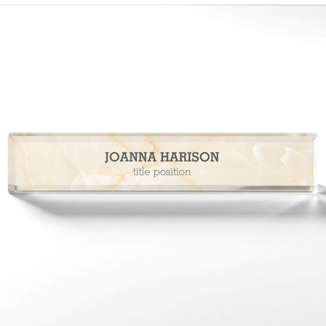 Porte-nom Marbre crème beige (Devant)