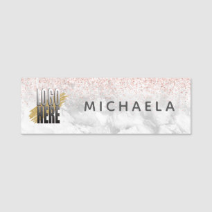 Porte-nom Marbre de Parties scintillant simple logo d'entrep